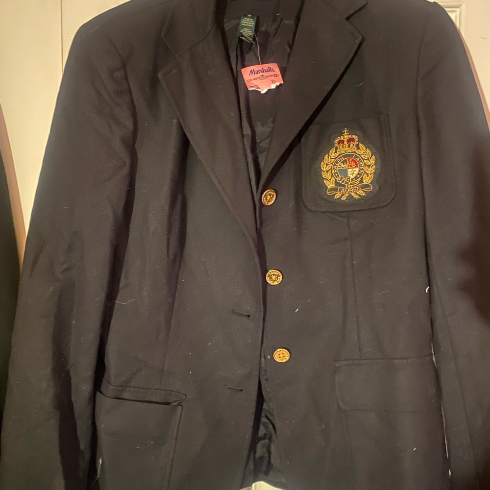 Ralph Lauren Black Blazer with Embroidered Crest